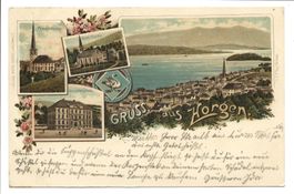 Gruss aus Horgen (ZH) Kirche - Sekundarschule - Litho - 1899