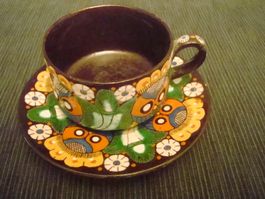 Keramik Tasse  mit Unterteller - Thoune 40 - Majolika