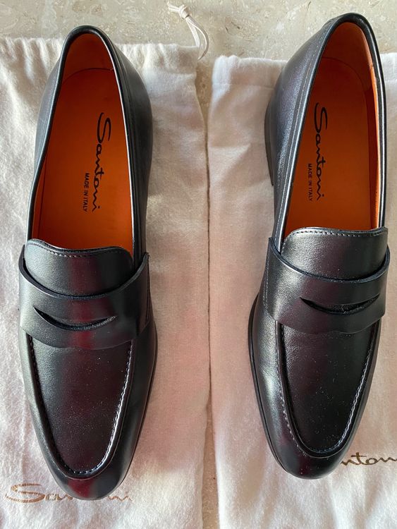 Mocassins Noirs Santoni Femme Taille 39 - Cuir, Neufs Avec Emballage, Fabrication Italie