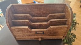 Briefablage mit Schublade, aus Holz, gebraucht