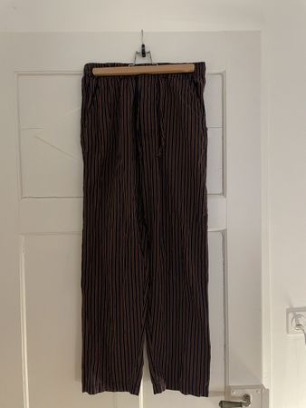 Pantalon rayé terracotta/bleu 