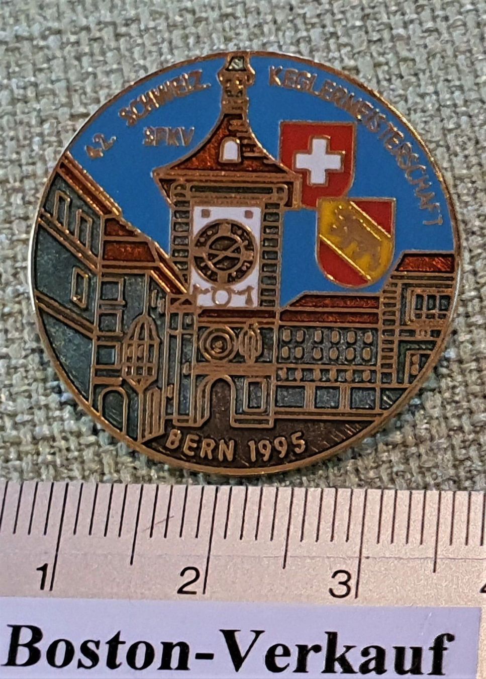 Medaglie: F042 - Pin Kegelmeisterschaft Bern 1995 – Usato da Reinach BL venduto da Boston-Verkauf 1