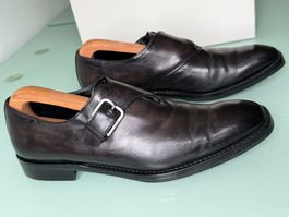 BERLUTI Single Monk Strap Derby Schwarz Leder Schuhe 42