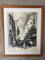 Signierter Siebdruck einer Straßenszene aus dem Jahr 1959.