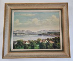 Schönes Ölgemälde Zürichsee Häuser monogrammiert