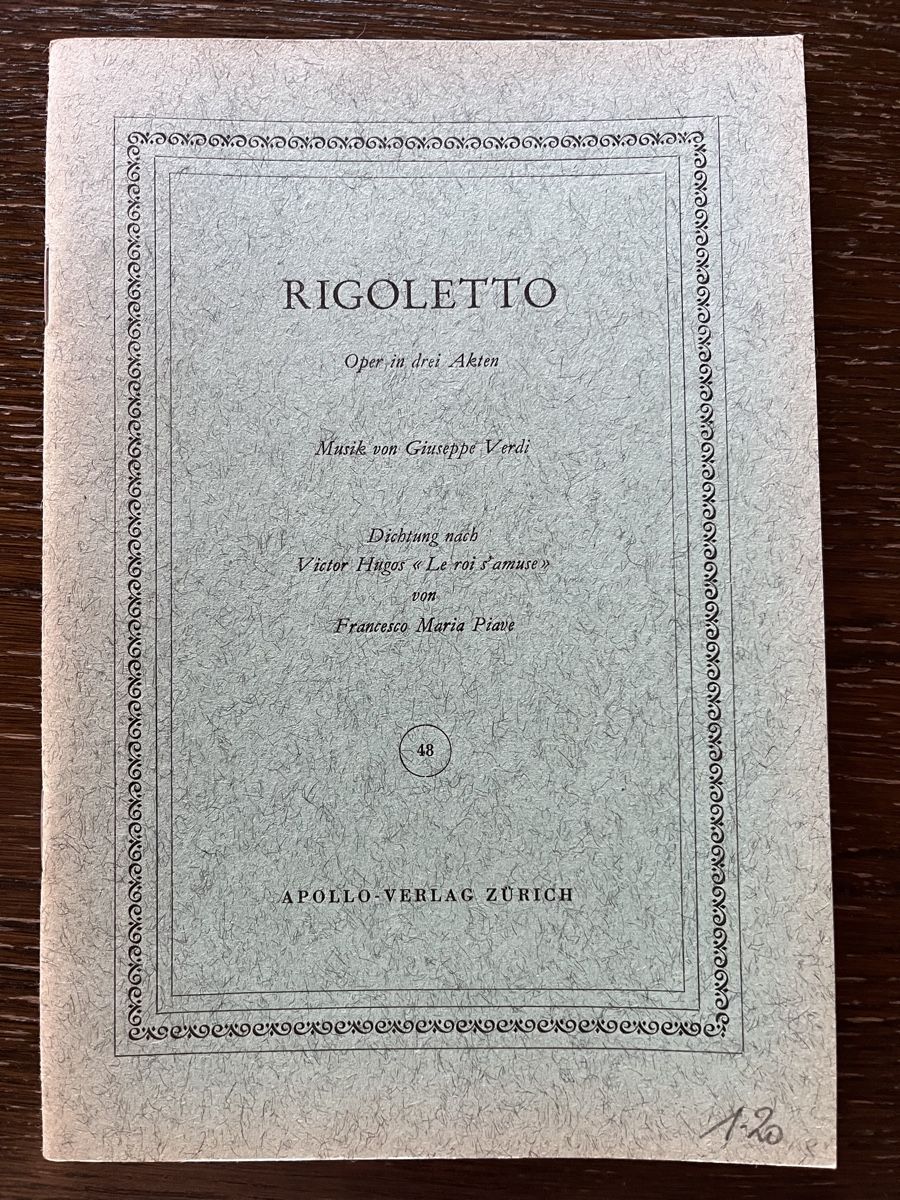Libri: Textbuch Rigoletto Oper Giuseppe Verdi – Usato da Winterthur venduto da Mmagu