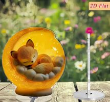 Nachtlichtlampe: Fuchs im Halbmond-2D-Flach-Kinderzimmer