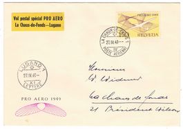 Lettre du vol La Chaux-de-Fonds-Lugano du 27.IV.49