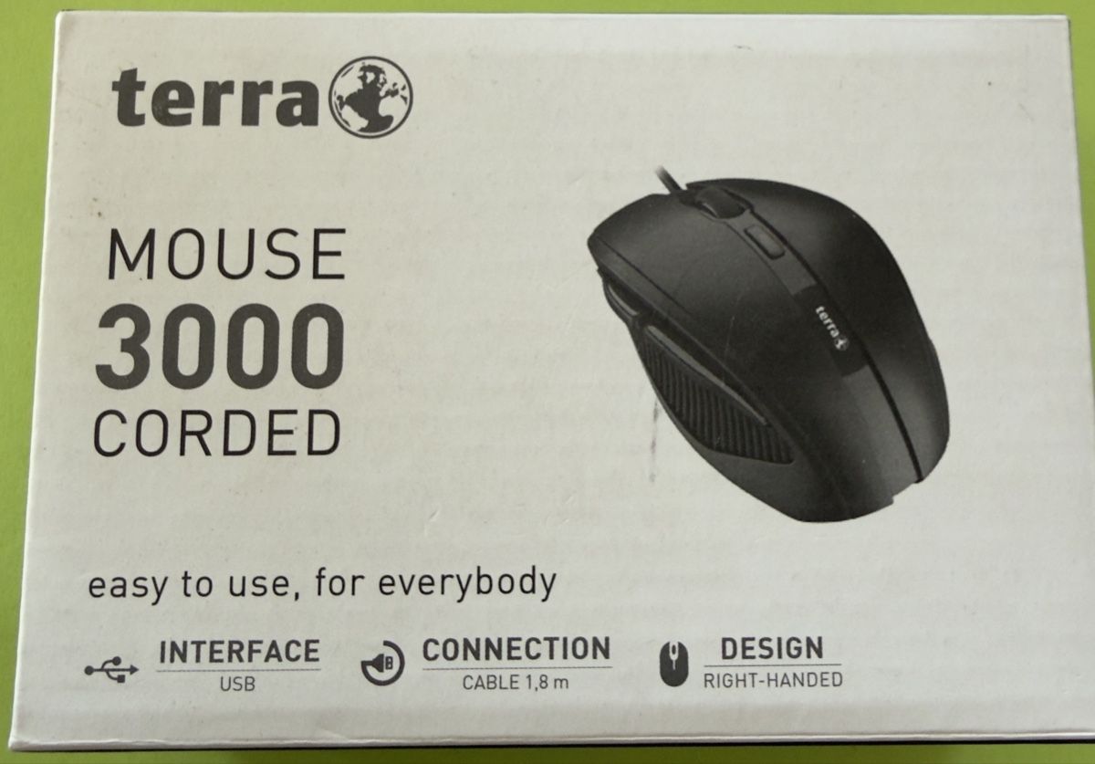 Mouse: Terra MOUSE 3000 CORDED Schwarz USB – Nuovo e nell'imballaggio originale da Basel venduto da tamy90
