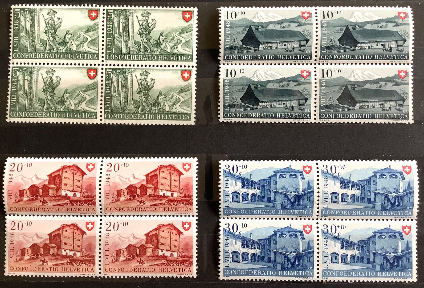 Tutti i francobolli: 1948 - Pro Patria Serie im 4er-Block Postfrisch ** – Nuovo (secondo la descrizione) da Liestal venduto da Skunk02
