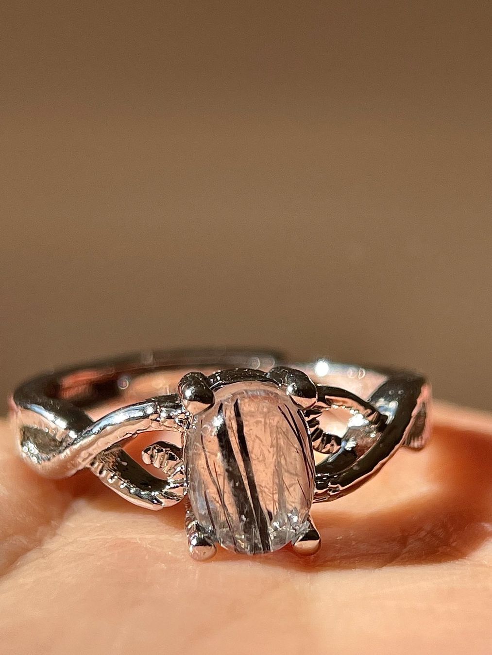 Anelli: 100 % echter schwarzer Rutilquarz-Ring – Edelsteinring. – Nuovo e nell'imballaggio originale da Schiers venduto da sisikristall 3