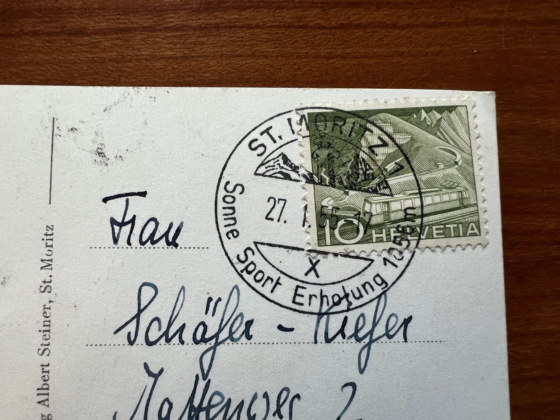 Cartoline postali: AK  1955 St. Moritz (G1562) – Usato da Hinwil venduto da Sidi4 1