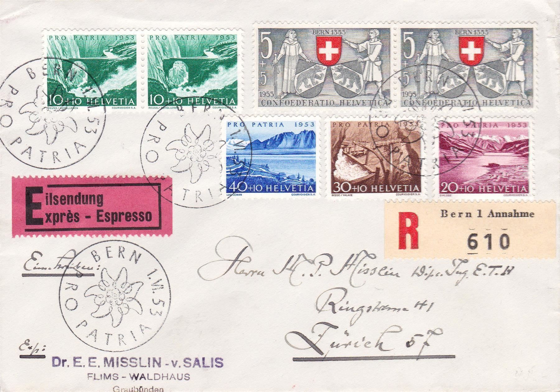 Tutti i francobolli: B61-65, auf R-Express-FDC, SBK 75.- – Usato da Wenslingen venduto da riger11