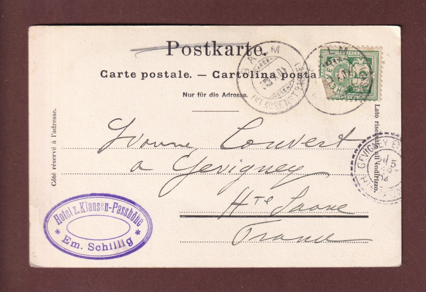 Cartes postales: KLAUSENROUTE - Seelithal Galerie - 1904 // Eckbug // – D'occasion à Pully par nicecards 1