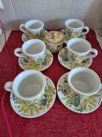 6 tasses+sous-tasses+ sucrier Spigarelli  porcelaine C51