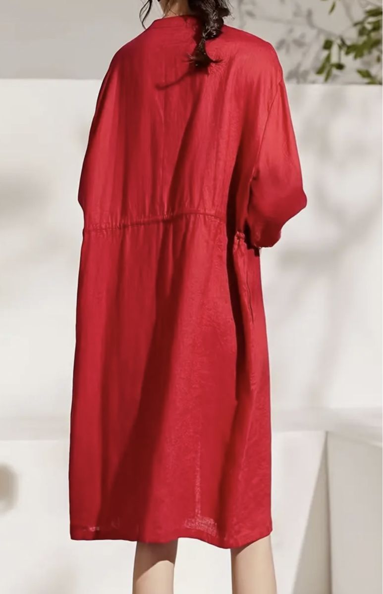 Kleider: Chic Abito -camicetta lungo di cotone rosso-nuovo-M/L – Neu und originalverpackt aus Gordevio von LanaZimm 1