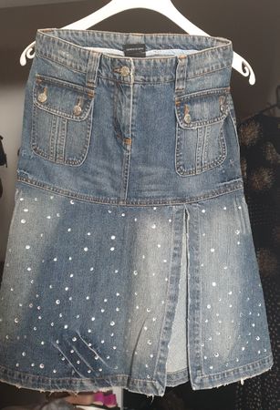 Philipp Plein Jeansjupe mit Strass Gr. 38