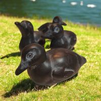 Deko-Enten-Quartett aus Kunststein Gartendeko