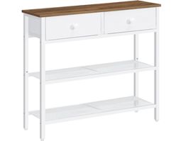 Konsolentisch schmal mit Schubladen, Flurtisch weiss/walnuss