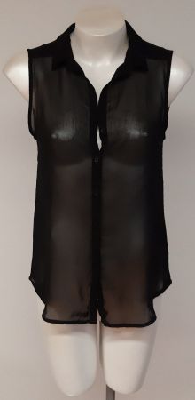 H&M Damen Durchsichtig top Schwarz Gr.36