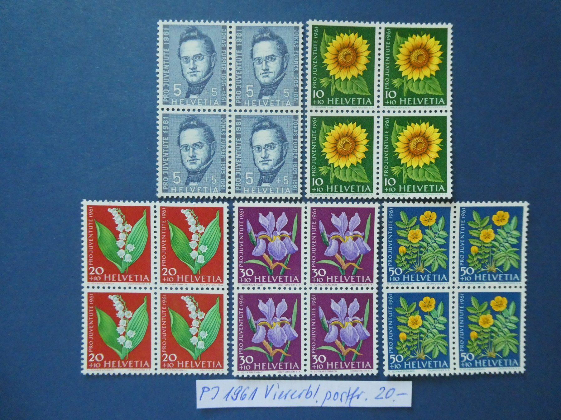 Tutti i francobolli: PJ 1961 postfrische ** Viererblöcke – Usato da Lausen venduto da Herbamare01