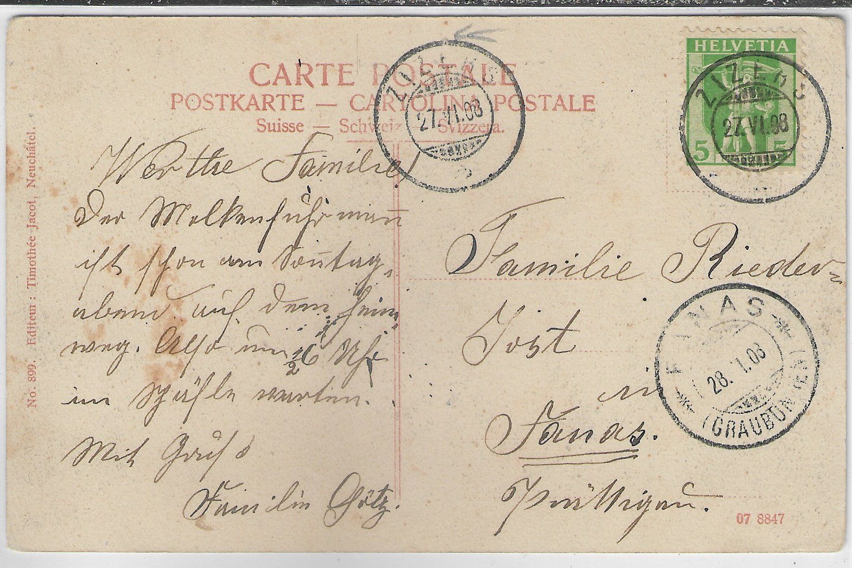 Cartoline postali: Verrieres - Douanes Suisse - La Frontiere - animee – Usato da Ettingen venduto da Kartenplanet 1