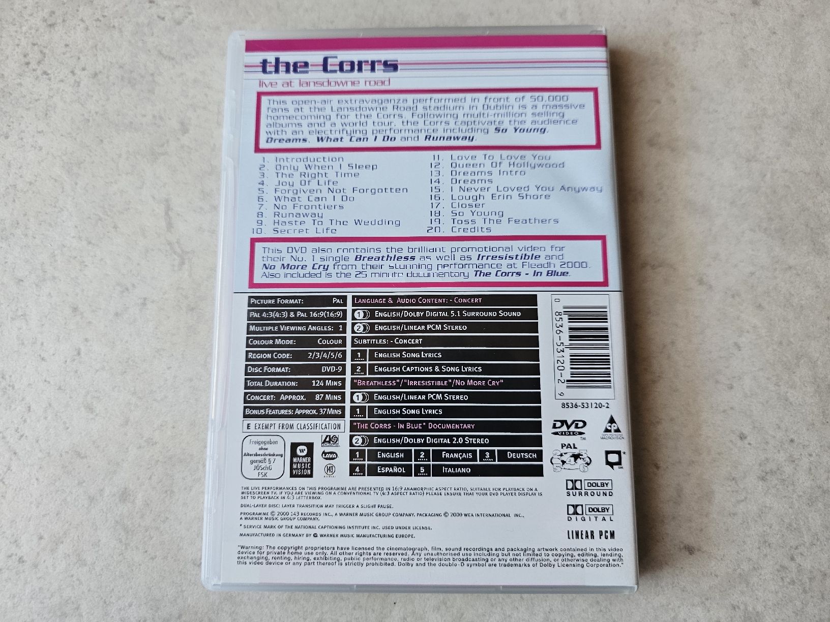 Tutti i DVDs: The Corrs  -  LIVE At Lansdowne Road – Usato da Schneisingen venduto da backstore24 1
