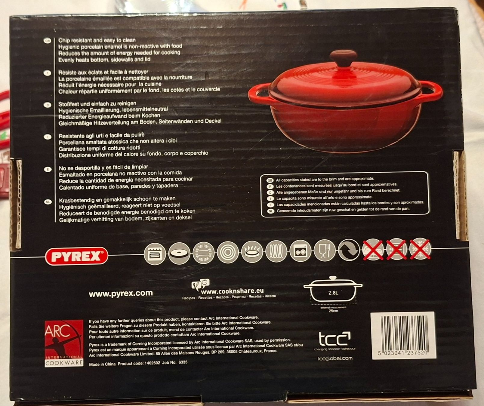 Pyrex Pentole: PYREX ELEGANCE Kochgeschirr Gusseisen Bräter 25 cm – Nuovo e nell'imballaggio originale da Quartino venduto da matepetra 1