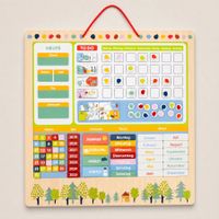 Calendrier éducatif, magnétique en bois (Multilingues) NEUF