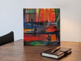 Abstraktes Kunstwerk – Acrylbild auf Leinwand 30x30