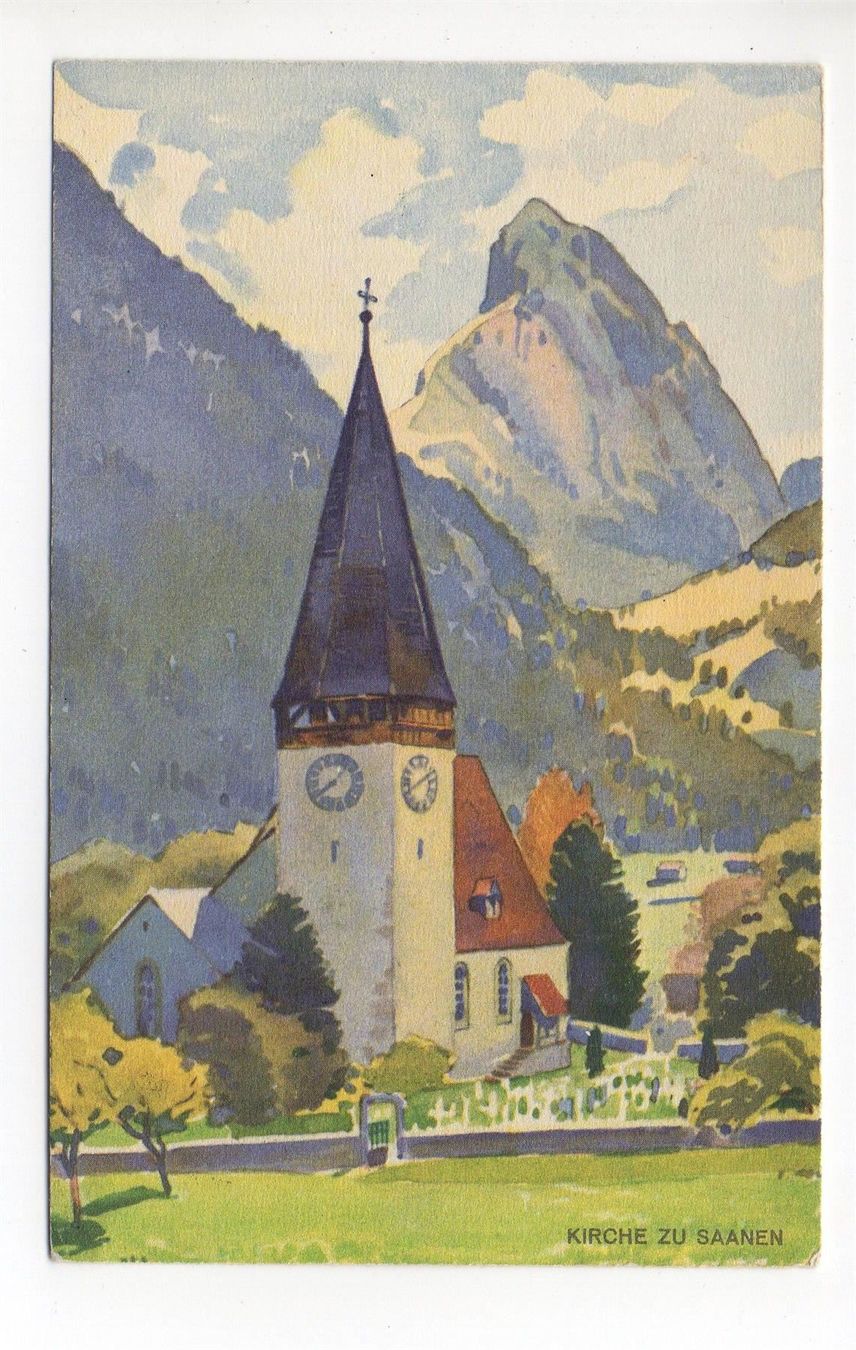 Cartoline postali: Künstler-LITHO Kirche zu SAANEN – Usato da Jona venduto da philajona