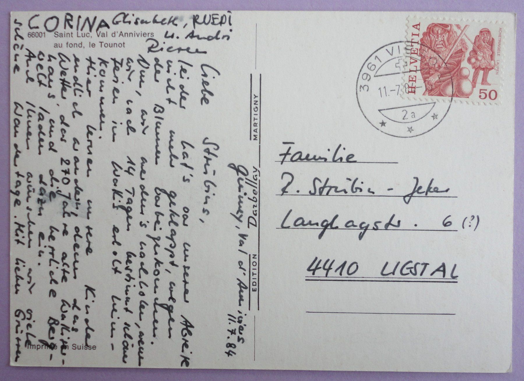 Cartoline postali: Saint-Luc, Val d'Anniviers – Usato da Fétigny venduto da Billy2miny 1