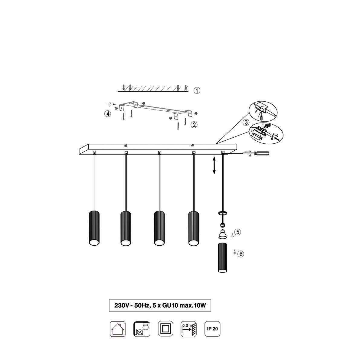 Lampadari & plafoniere: Pendelleuchte, Grau, 85 cm x 9 cm – Nuovo (secondo la descrizione) da Kreuzlingen venduto da Smart-Light 8