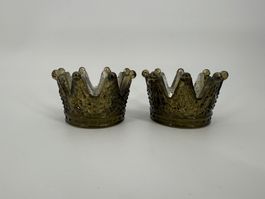 2x Vintage Kerzenhalter/ Teekerzen, Kronen Design