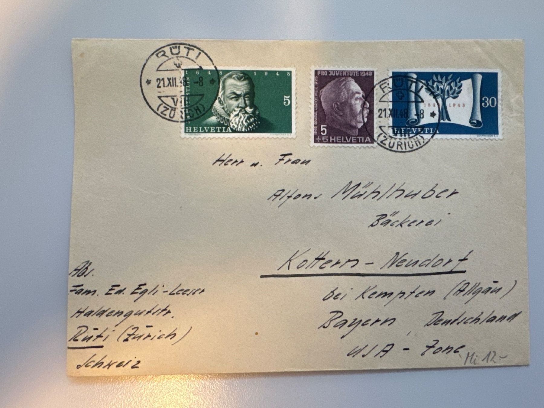 Alle Briefmarken: 1948 Brief nach Deutschland – Gebraucht aus Küssnacht am Rigi von SUOMIMASTER