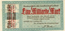 Cochem 1 Mrd.Mark+Prägestempel SN rot 01.10.1923 VZ+-VZ++