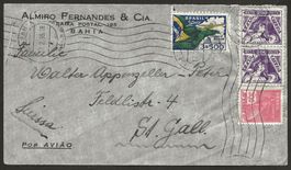 Flugpost Schweiz 1935 Bahia-Marseille St. Gallen Luftpost