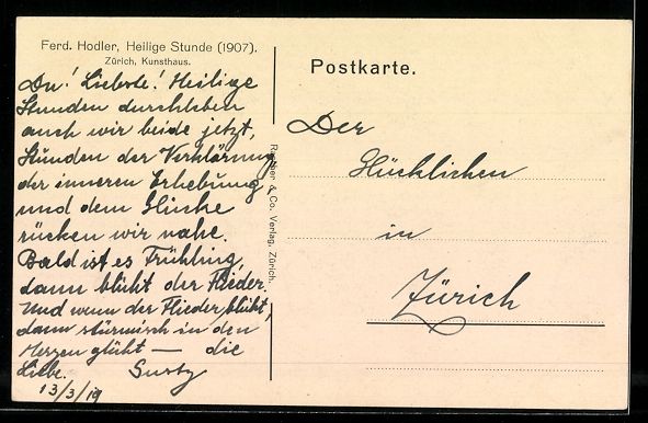 Cartoline postali: Ferdinand Hodler: Heilige Stunde, Damen  – Usato da Berlin venduto da bartko-reher 1