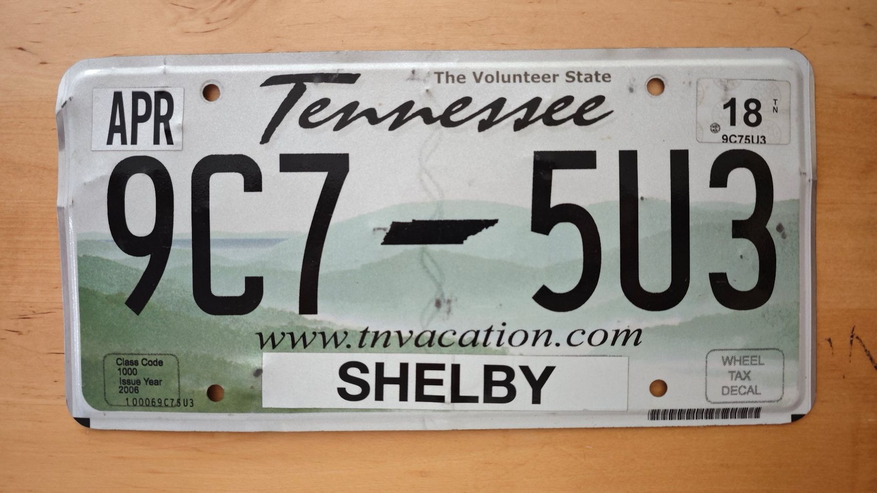 Insegne: US Licence plate Tennessee State – Usato da YVERDON-LES-BAINS venduto da CYBERSALE