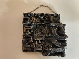 Fasnachtsplakette; Chatze Strecker Luzern 1974 (16 x 16 cm)