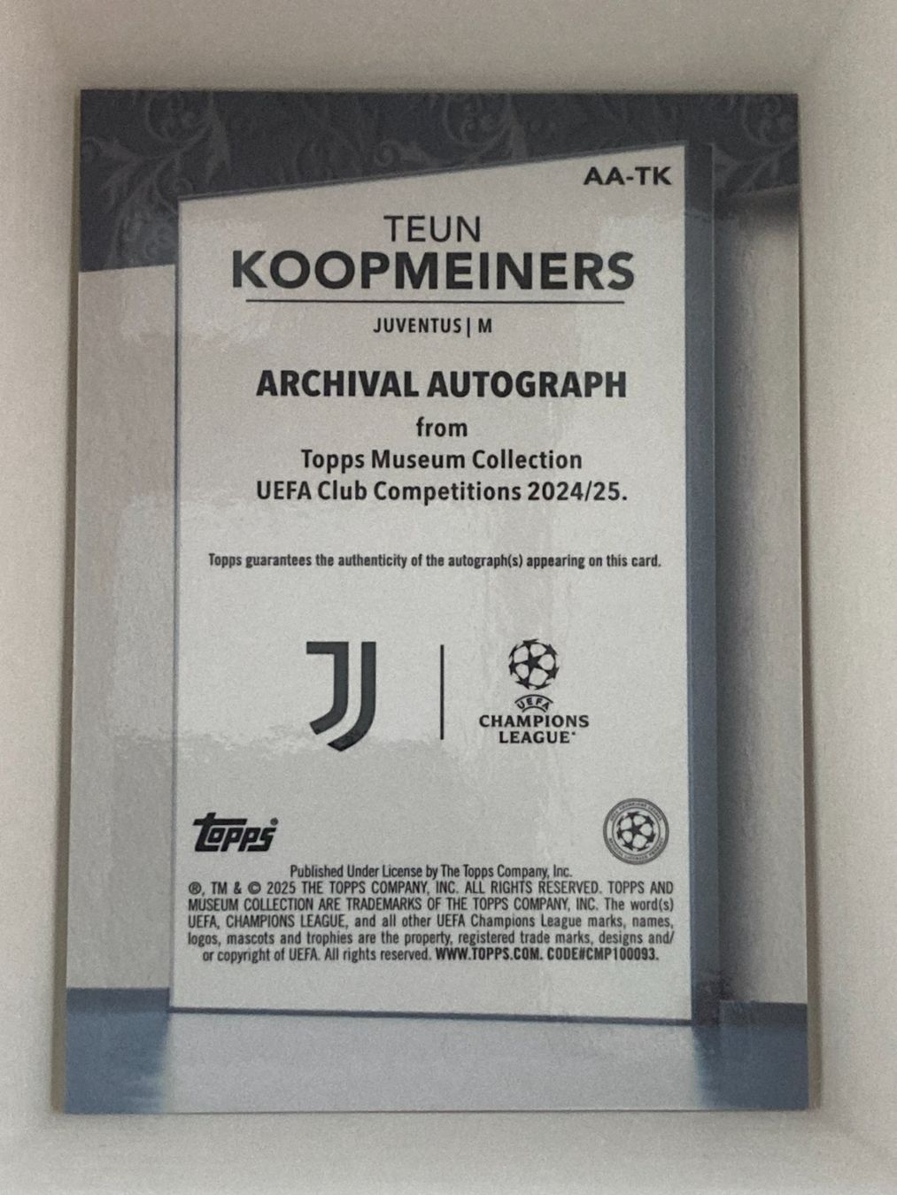 Topps Sammelbilder & Trading cards: Topps Mueum UEFA 24-25 - Teun Koopmeiners Auto /75 – Gebraucht aus La Tour-de-Peilz von Tyalos_Cards 1