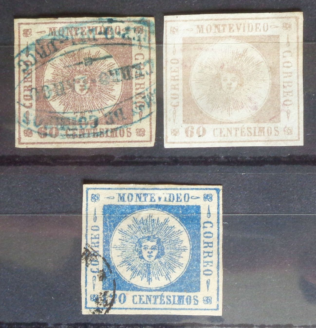Alle Briefmarken: URUGUAY 1859: 60 y 120 centésimos, O – Gebraucht aus Le Locle von timbrettino