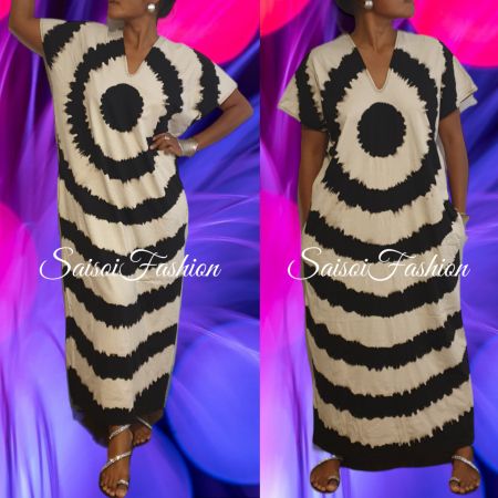 Sommer Black Batik Handmade elegante Maxikleid,Robe XS-Ls