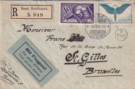 SABENA Basel-Brüssel 1924 (Kat. 300.- Flug, 145.- Frankatur)
