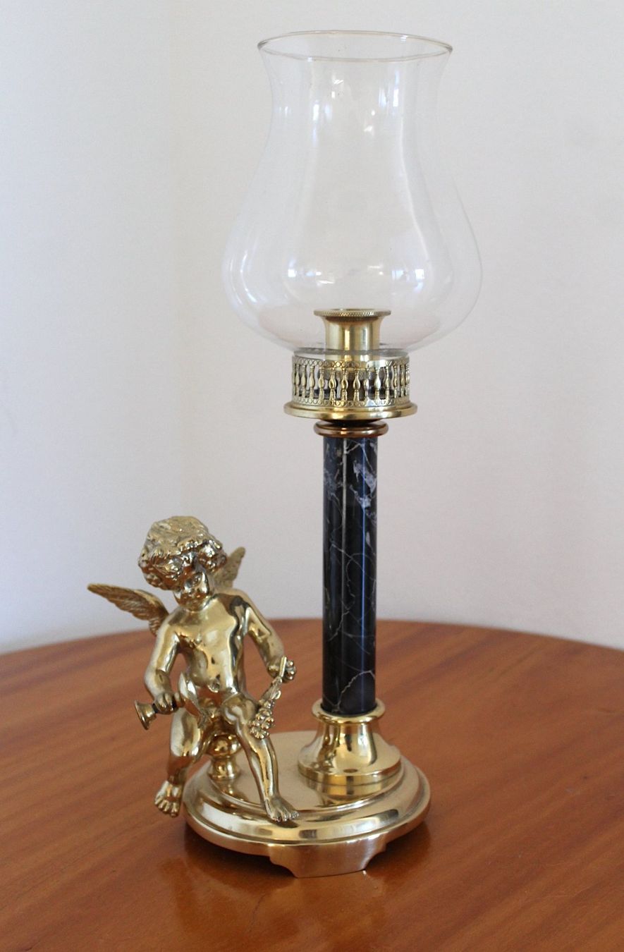 Kerzenständer: Massiver Messing , Marmor Kerzenhalter mit Engel und Trauben – Gebraucht aus Locarno von fripui 5