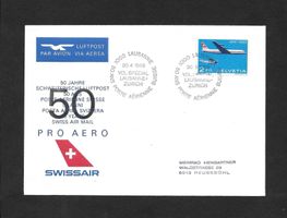 Jubiläumsflug 50 Jahre Luftpost Lausanne - Zürich 30.4.1969