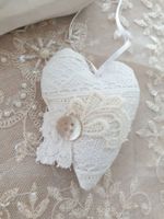 Geschenk Herz Shabby Chic Vintage Spitze Stoffherz Liebe