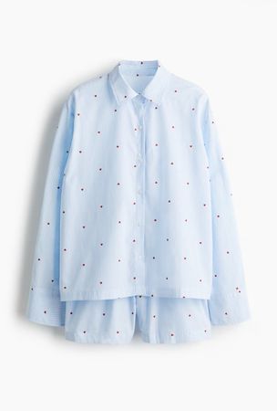 💙 H&M 💙 Kurzer Pyjama Baumwoll-popeline Herzen XS S M L