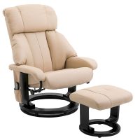 HOMCOM Relaxliege mit Hocker Beige