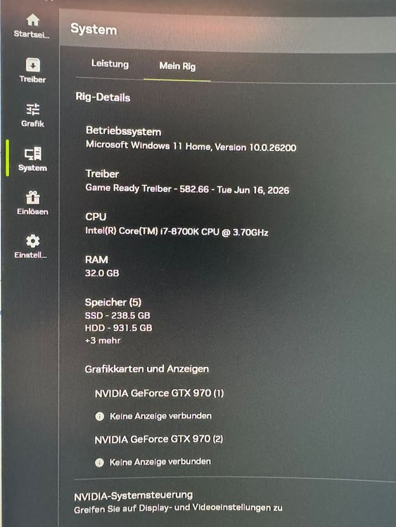 Gaming-PC Intel i7-8700K | 32GB RAM | 2xGTX970 | 4TB | Win11 (Gebraucht ...